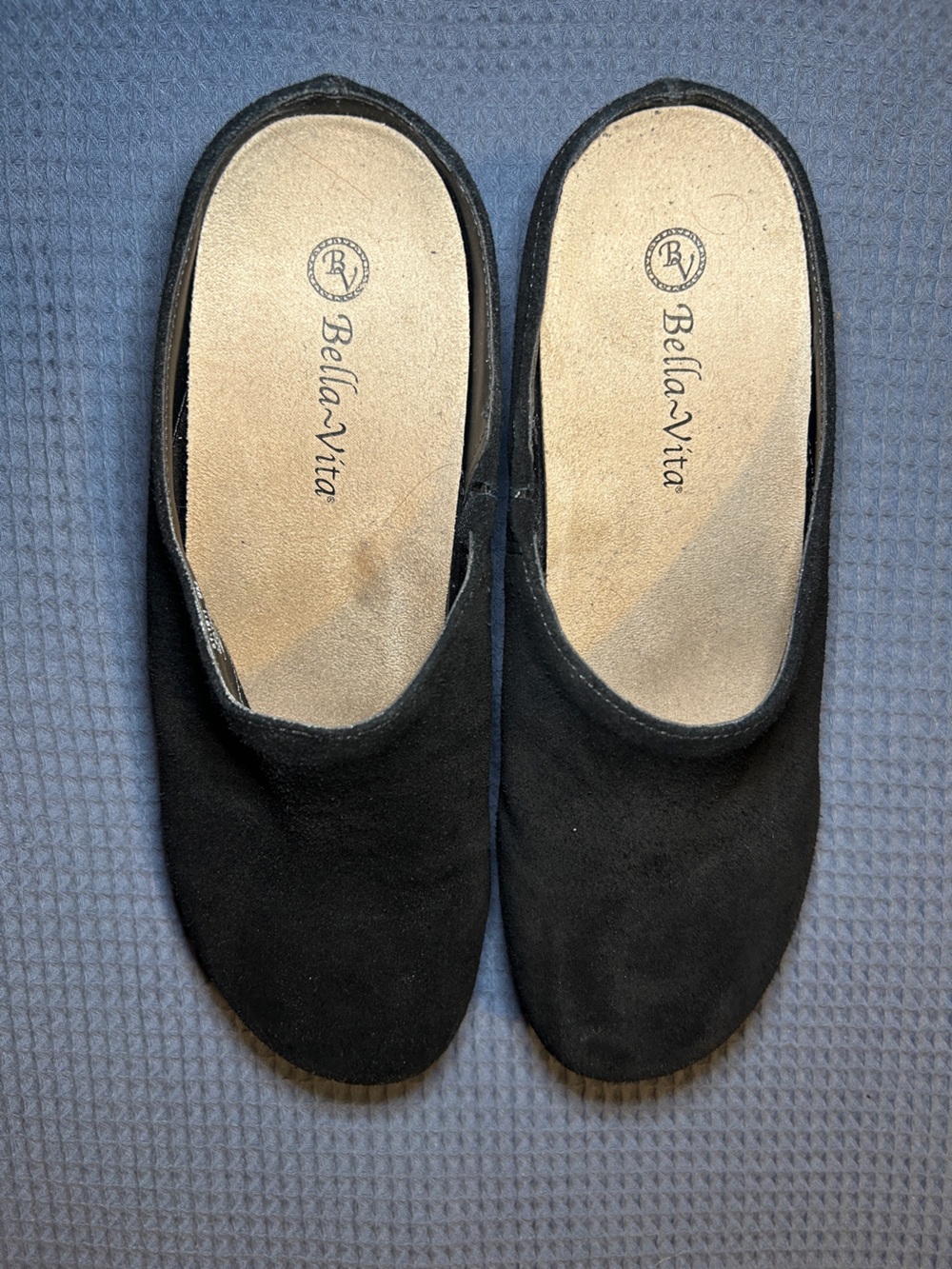 Bella Vita Black Suede Slip‑On Ballet Clogs